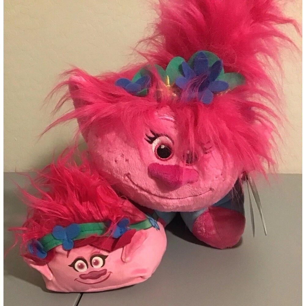 TROLLS POPPY SET - Pillow Pet Stuffed Poppy NWT and Plush Poppy Cubd Head NWOT